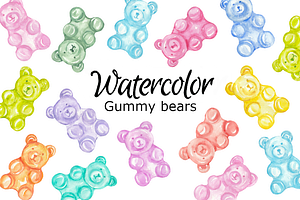 Gummy bears watercolor clipart