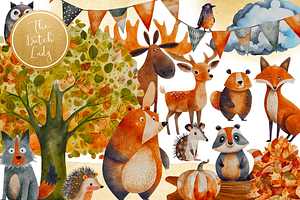 Autumn Animals Clipart Set, an Animal Illustration by The Dutch Lady Designs