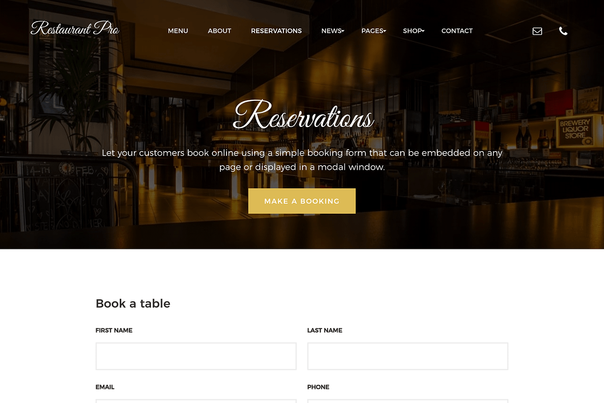 Restaurant Pro, a WordPress Template by Seo Themes (Photo 3 of 3)