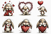 Funny Valentine Bunny Clipart, an Illustration by Craft Nest (Thumbnail 6 of 10)