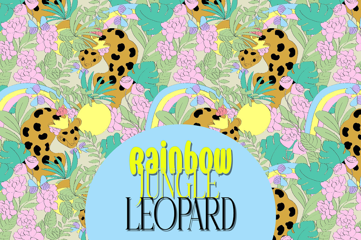 Multicoloured jungle leopards flower, a Pattern Graphic by Cotton Melon pattern Shop (Photo 1 of 5)