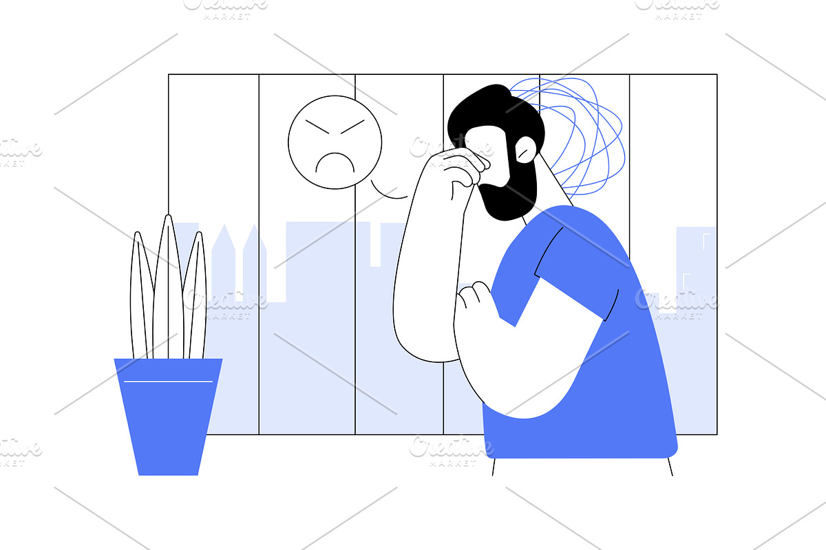 Depression isolated cartoon vector, a Person Illustration by Visual Generation