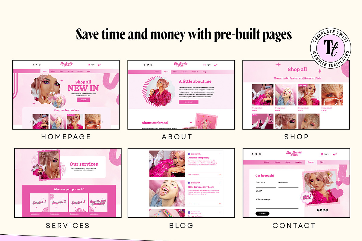 Wix Pink Website Template, a Wix Template by Template Twist Shop (Photo 6 of 10)