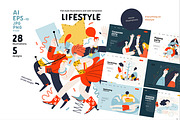 Lifestyle vector ills, color 1, a Templates & Theme by Grivina's shop (Thumbnail 1 of 18)