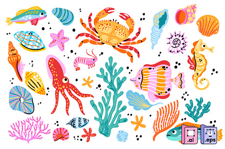 Set of Decorative Marine Life