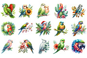 Watercolor Parrots Clipart, an Illustration by Designking (Thumbnail 2 of 5)
