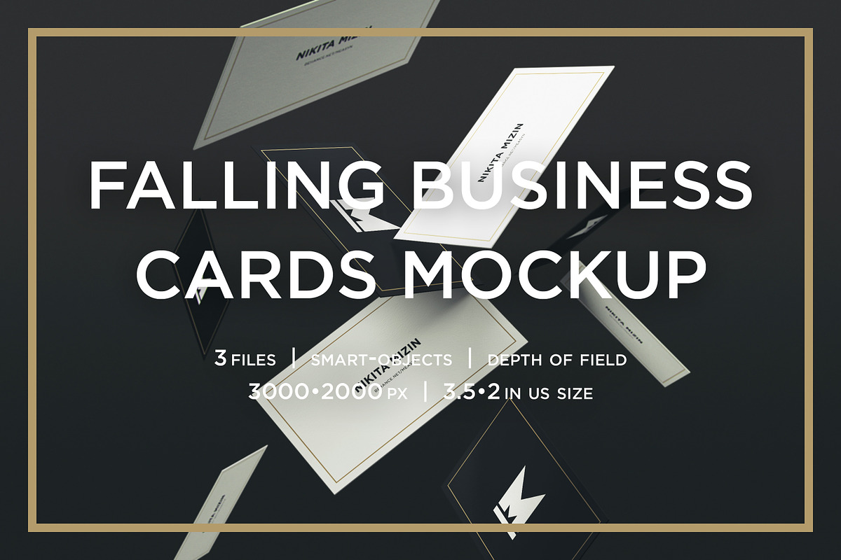 Falling Business Cards Mockup, a Print Template by measyn (Photo 1 of 4)