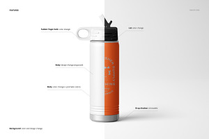 P. Coated 20 Oz. Water Bottle Mockup