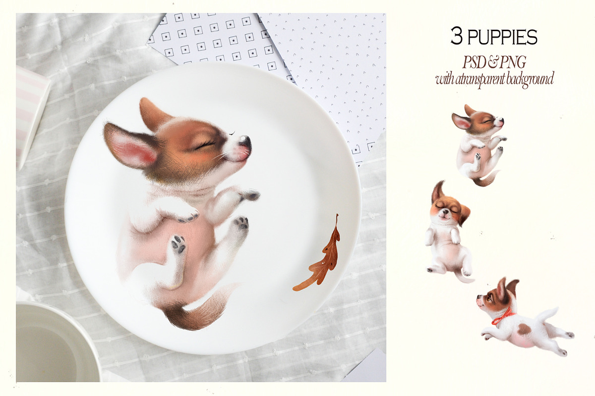 Autumn flying puppies digital pencil, an Illustration by TanyaSchuka (Photo 2 of 9)