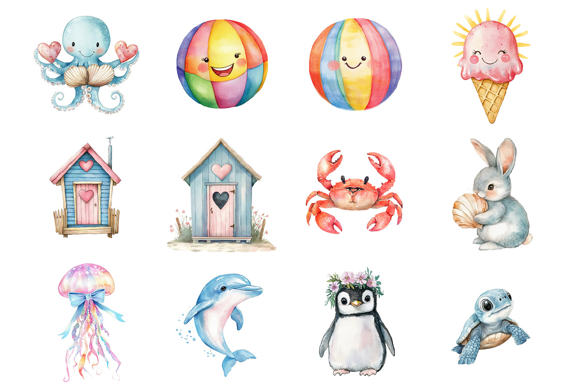 Cute Beach Clipart, an Illustration by Design Market (Photo 3 of 3)