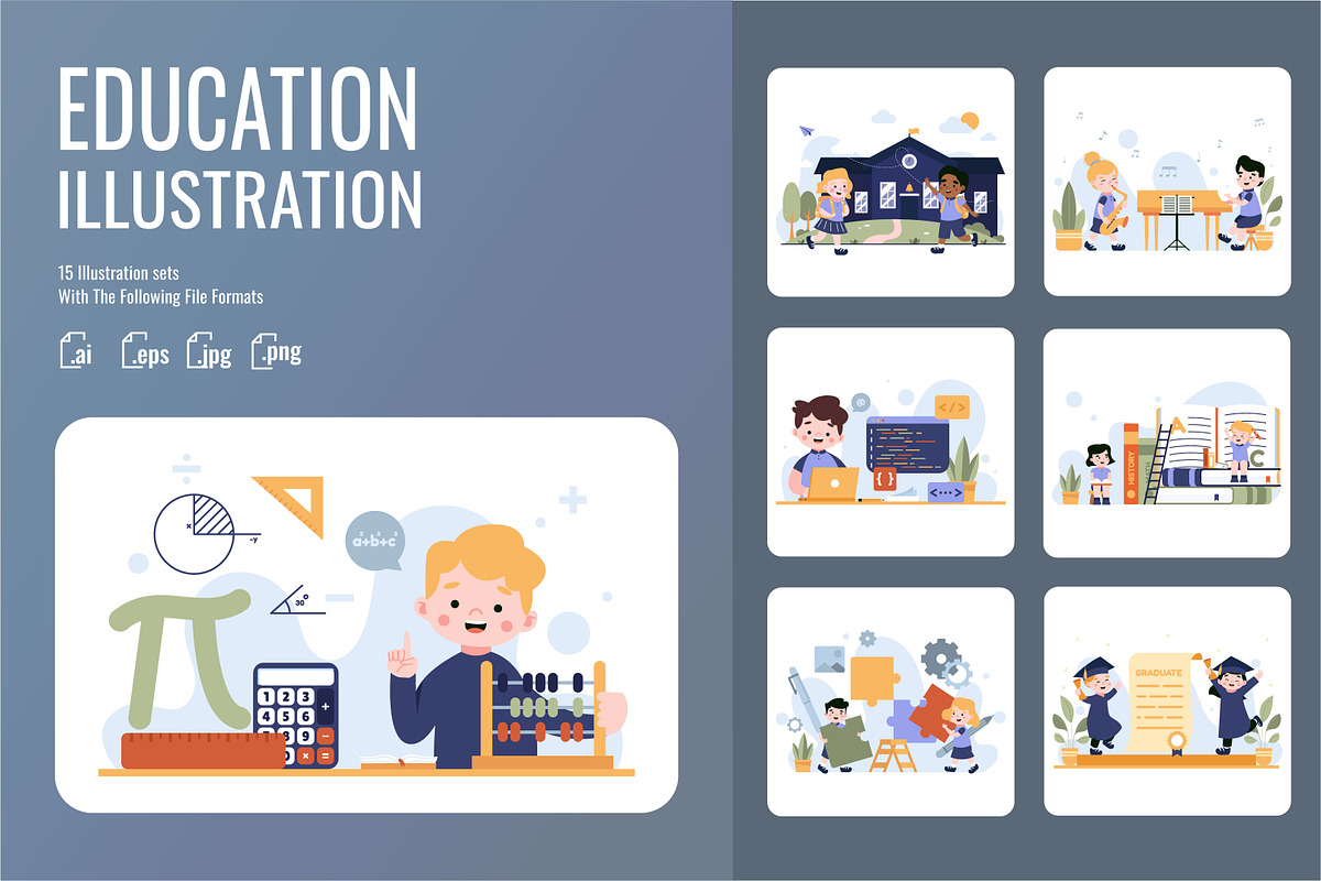 Education - Flat Illustration, an Education Illustration by SlideFactory