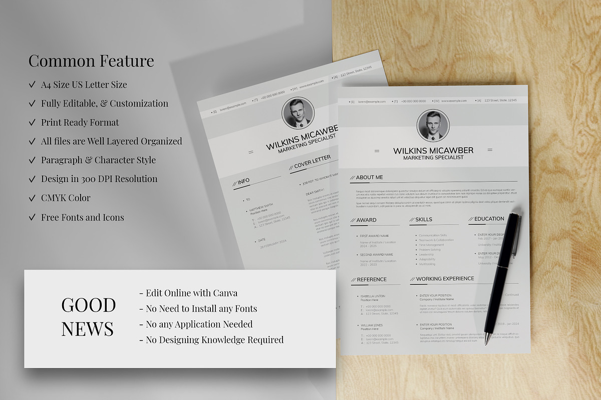 Clean Resume CV, a Resume Template by Studio Temply (Photo 3 of 5)