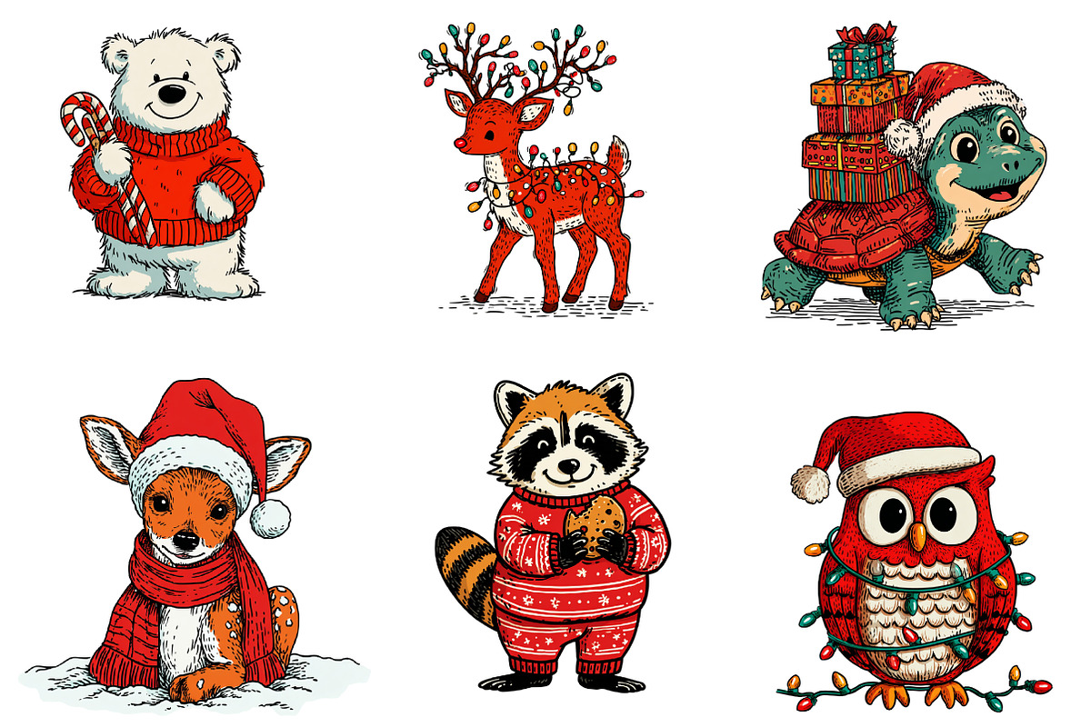 Christmas Animals Sublimation, an Illustration by CreationArt (Photo 2 of 5)