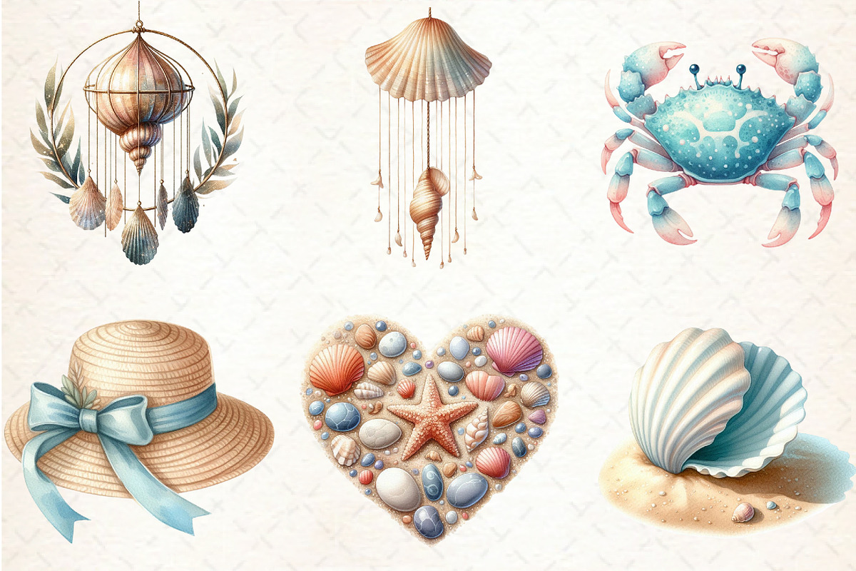 Summer Coastal Serenity Clipart, an Illustration by Libby Wishes (Photo 5 of 7)