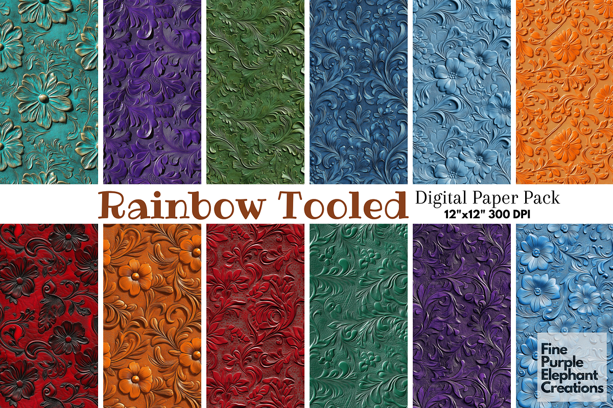 Rainbow Tooled Leather Embossed, a Pattern Graphic by Fine Purple Elephant (Photo 1 of 5)