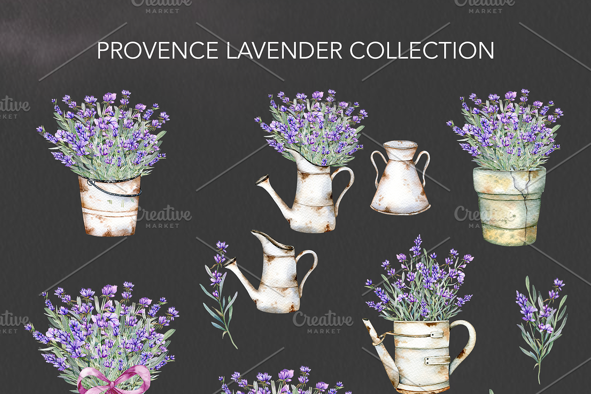 Hand Painted Lavender Watercolor, an Object Illustration by CaraulanStore (Photo 3 of 6)