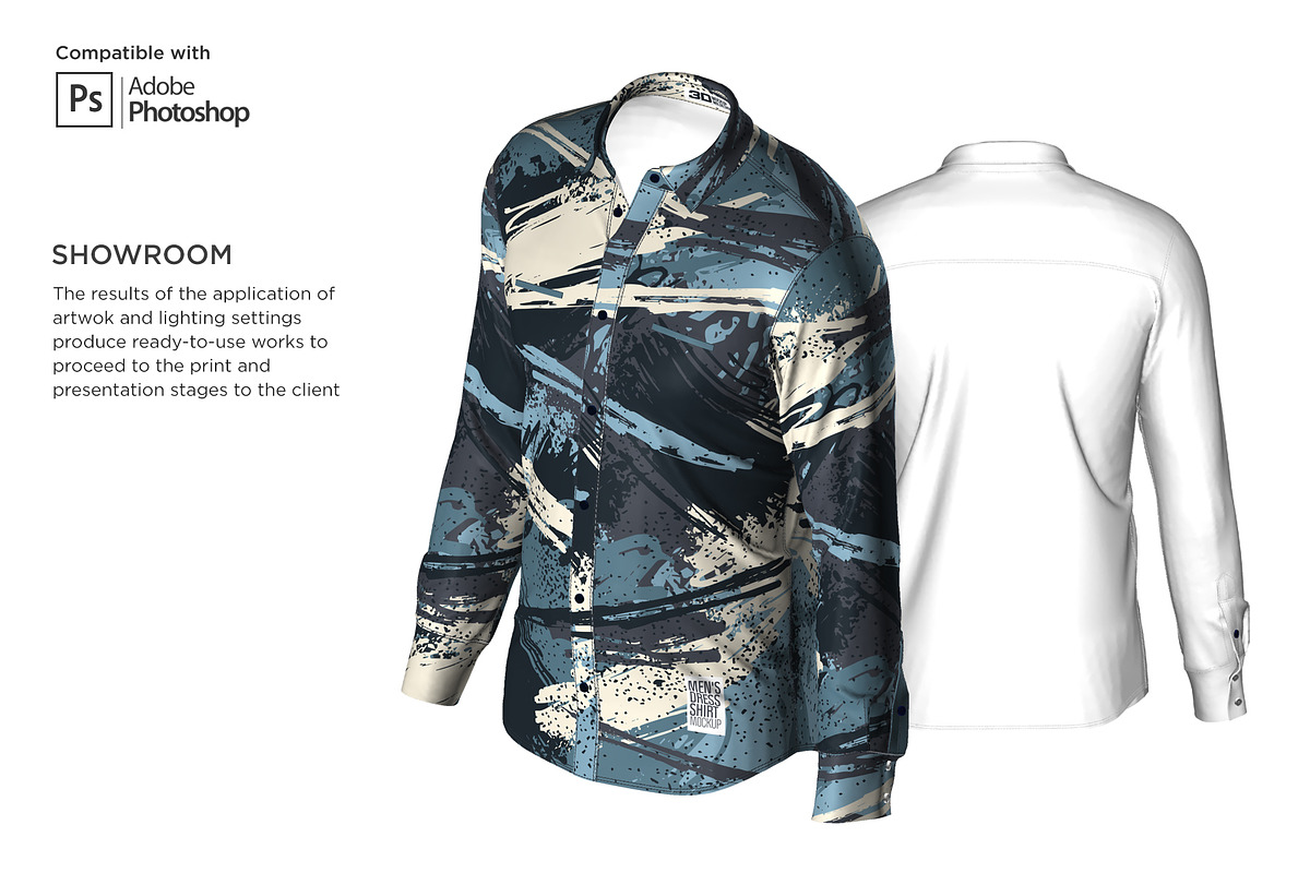 3D Men's  Dress Shirt LS Mockup, a Shirt Mockup by Mildstudio (Photo 7 of 14)