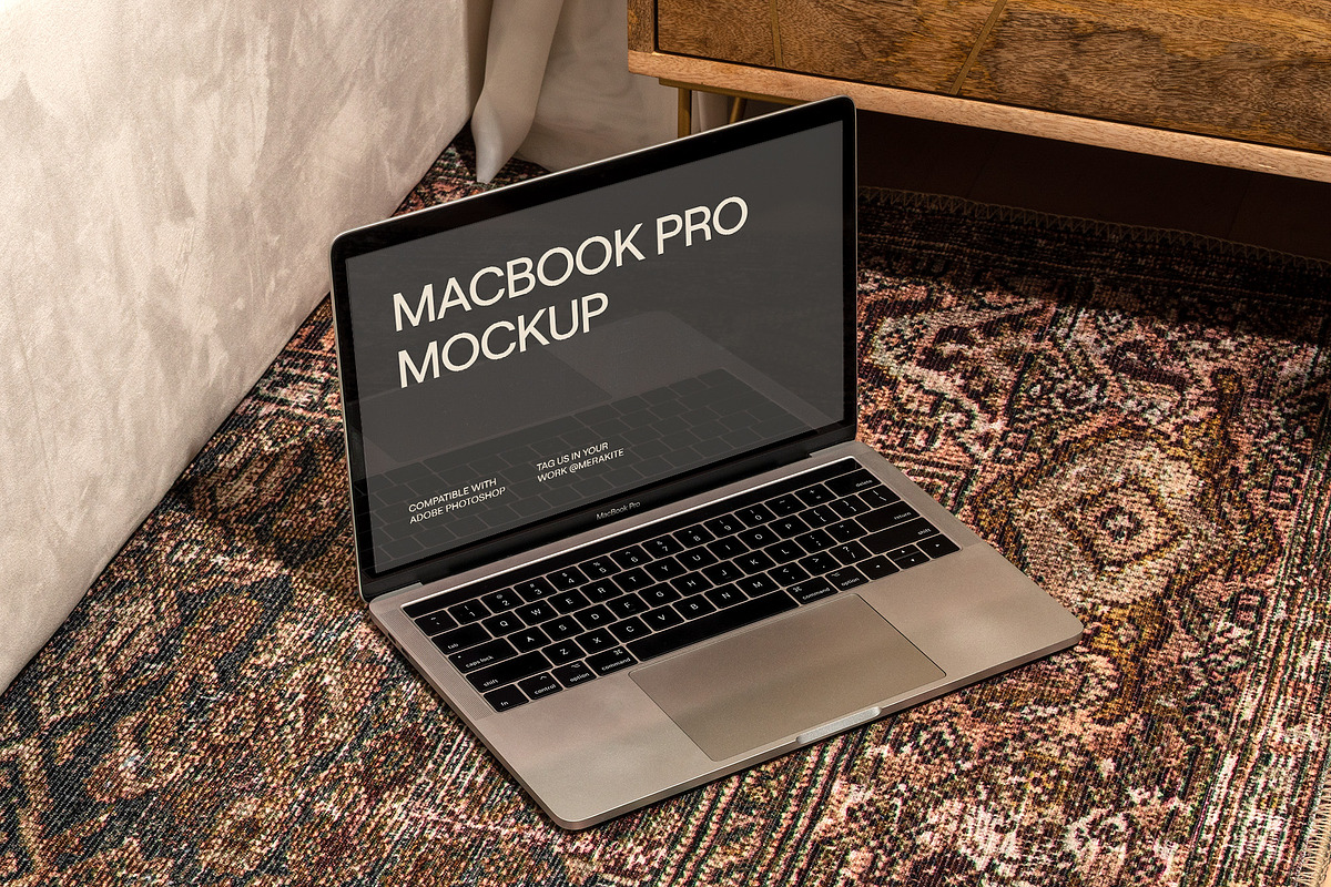 Modern Boho MacBook Pro PSD Mockup, a Books & Magazine Mockup by Area Mockups (Photo 1 of 2)