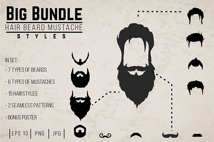 Big set men's facial hair 31 item