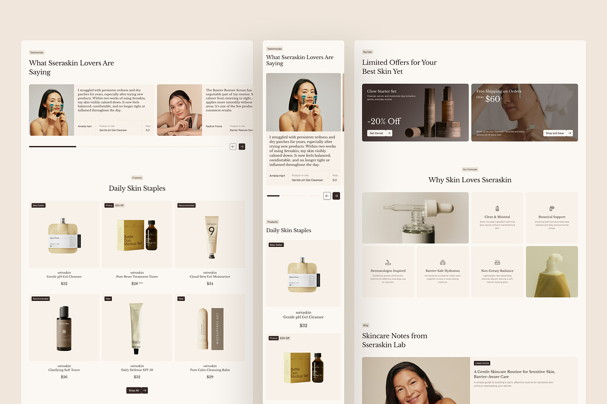 Skincare E-Commerce Website UI Figma, an UI Kit Template by peterdraw (Photo 2 of 7)