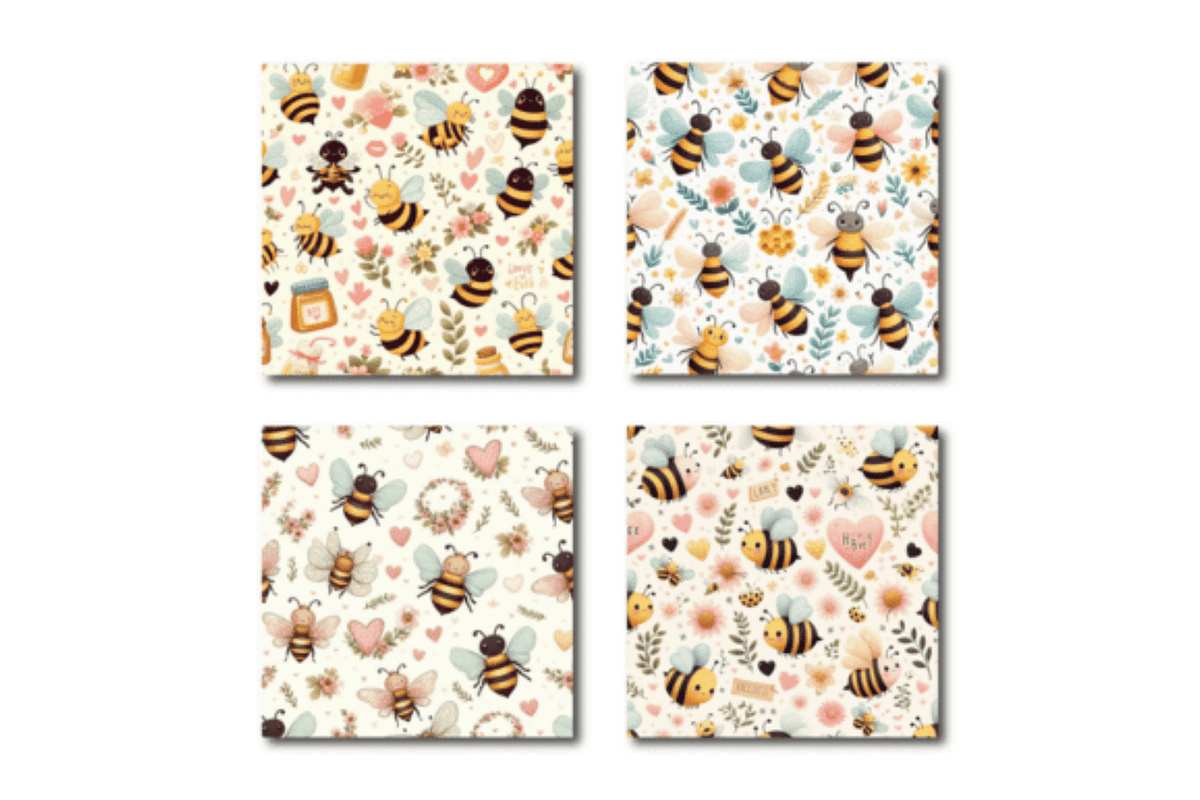 Lovely Bee Pattern Digital Papers, a Pattern Graphic by Dizzy Art Studio (Photo 3 of 3)