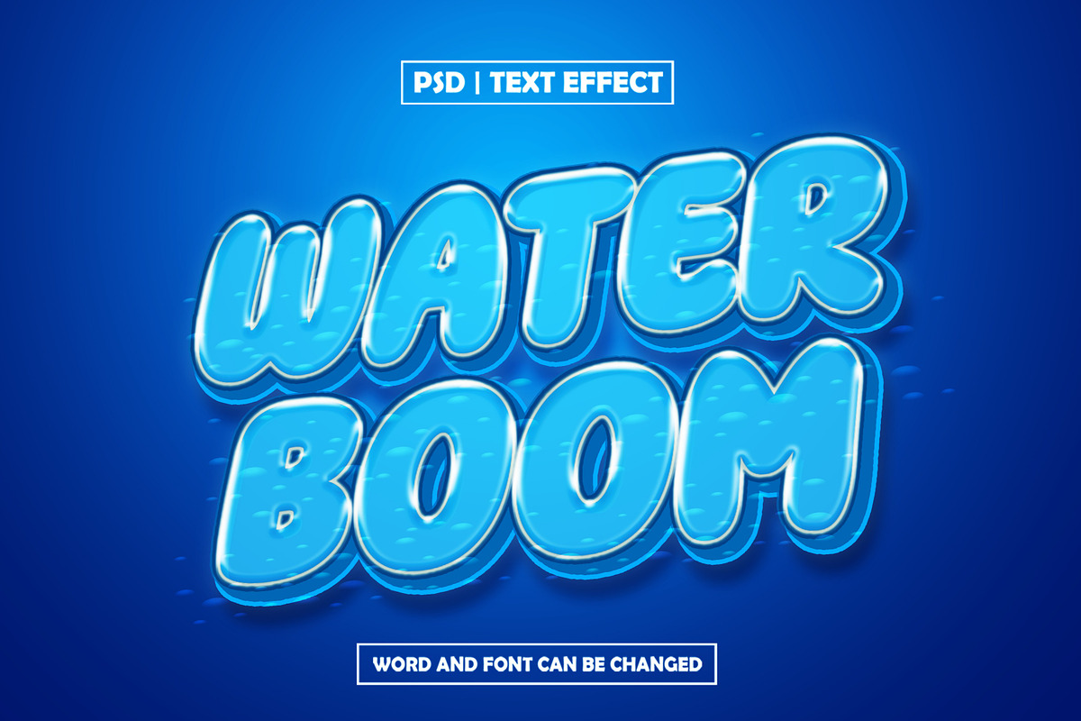 Water boom editable 3d text effect, a Layer Style Add-On by AP Market (Photo 2 of 2)