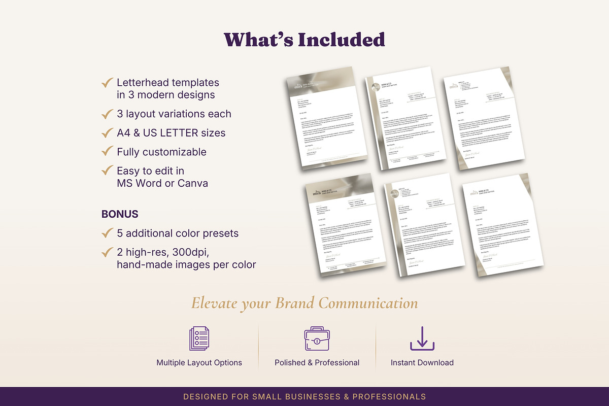 Letterhead Templates 3 Designs Word, a Stationery Template by B2 Studio (Photo 2 of 18)