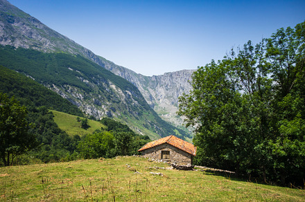Mountain landscape and sheepfold, Picos de Europa, Asturias, Spa, a Nature Photo by GoodGoods