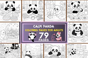 79 Panda Coloring Pages Bundle, a Brochure Template by LA Design