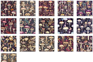 Seamless Patterns Magic Mushrooms