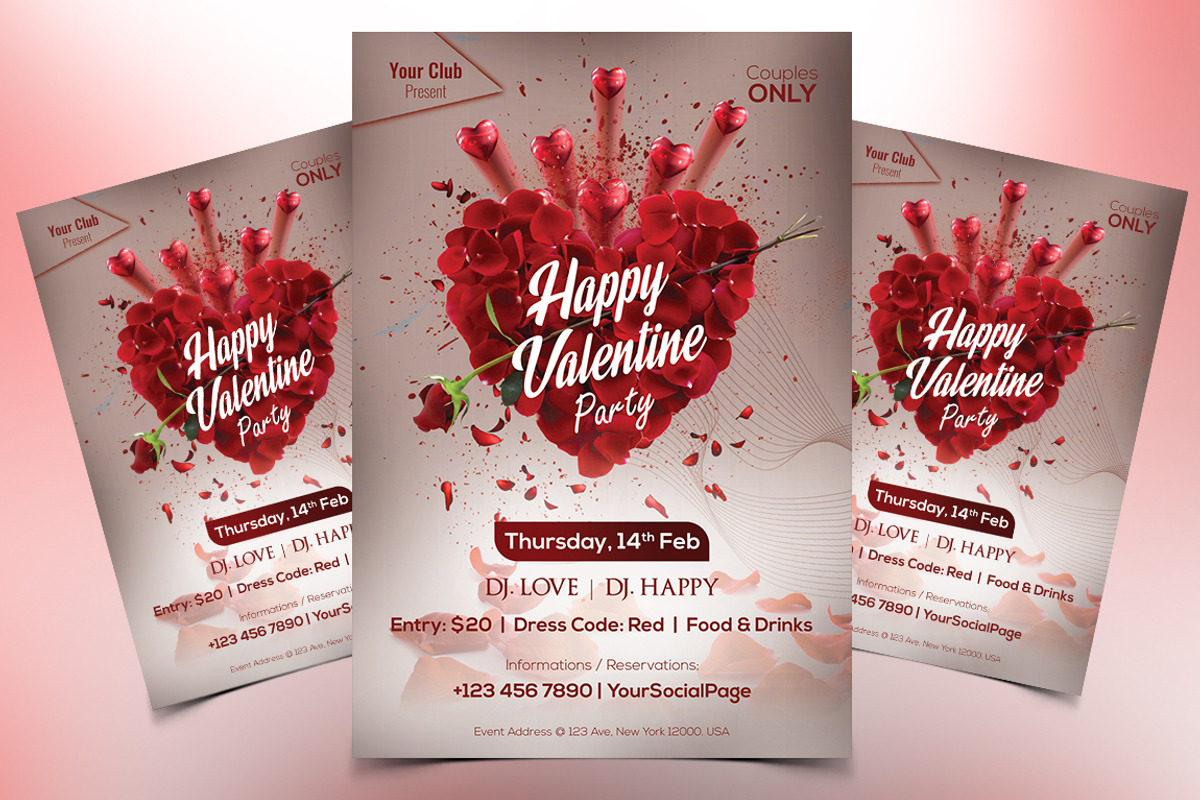 Valentine Party 2019 Flyer Template, a Flyer Template by Naim Selmani (Photo 1 of 2)