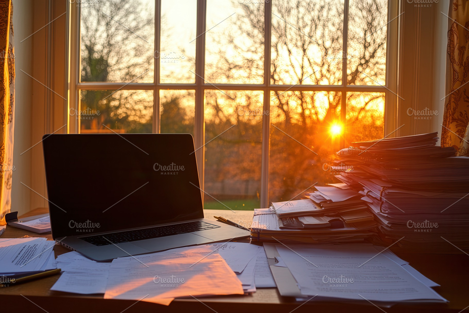 A warm and inviting home office, a Photo by Pavel_design