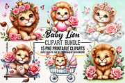 Watercolor Cute Baby Lion Clipart Bu, an Animal Illustration by Craft Nest (Thumbnail 1 of 3)