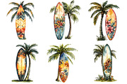 Tropical Surf & Palm Tree Clipart, an Illustration by Pixels.Craft (Thumbnail 7 of 10)
