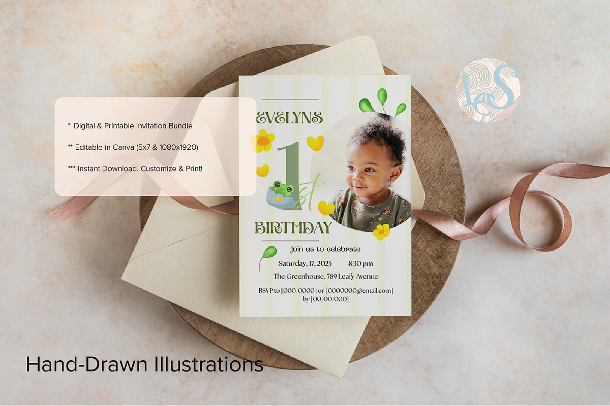 First Birthday Frog Invitation, an Invitation Template by Little Creative Scribbles (Photo 4 of 6)