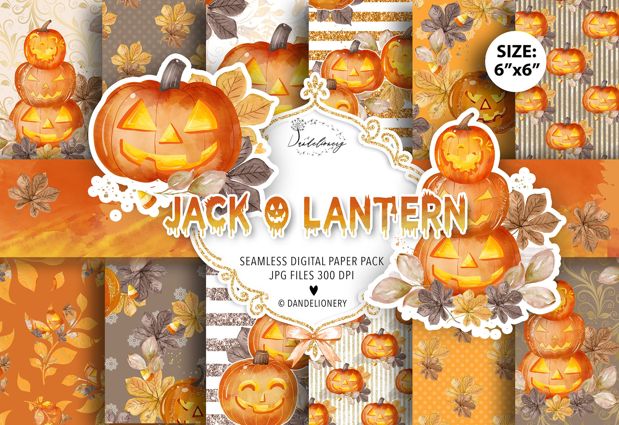 Jack O Lantern digital paper pack, a Pattern Graphic by designloverstudio