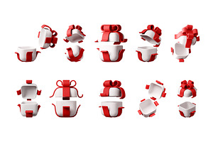 White 3d gift box with red ribbon, an Object Illustration by Abscent