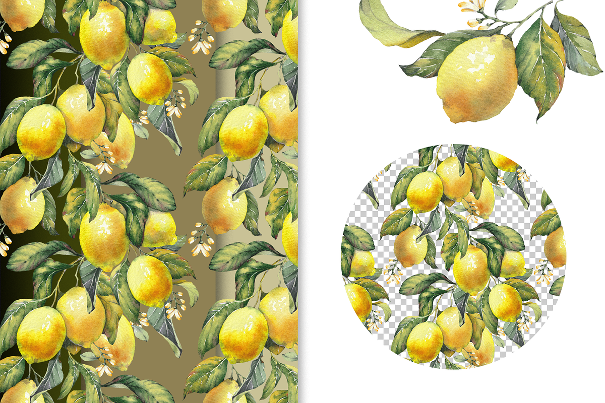Lemon Garden Seamless Patterns, a Pattern Graphic by Jeanna Draw (Photo 6 of 10)