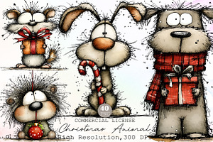 Whimsical Christmas Animal Clipart, an Illustration by Sublimation Artist