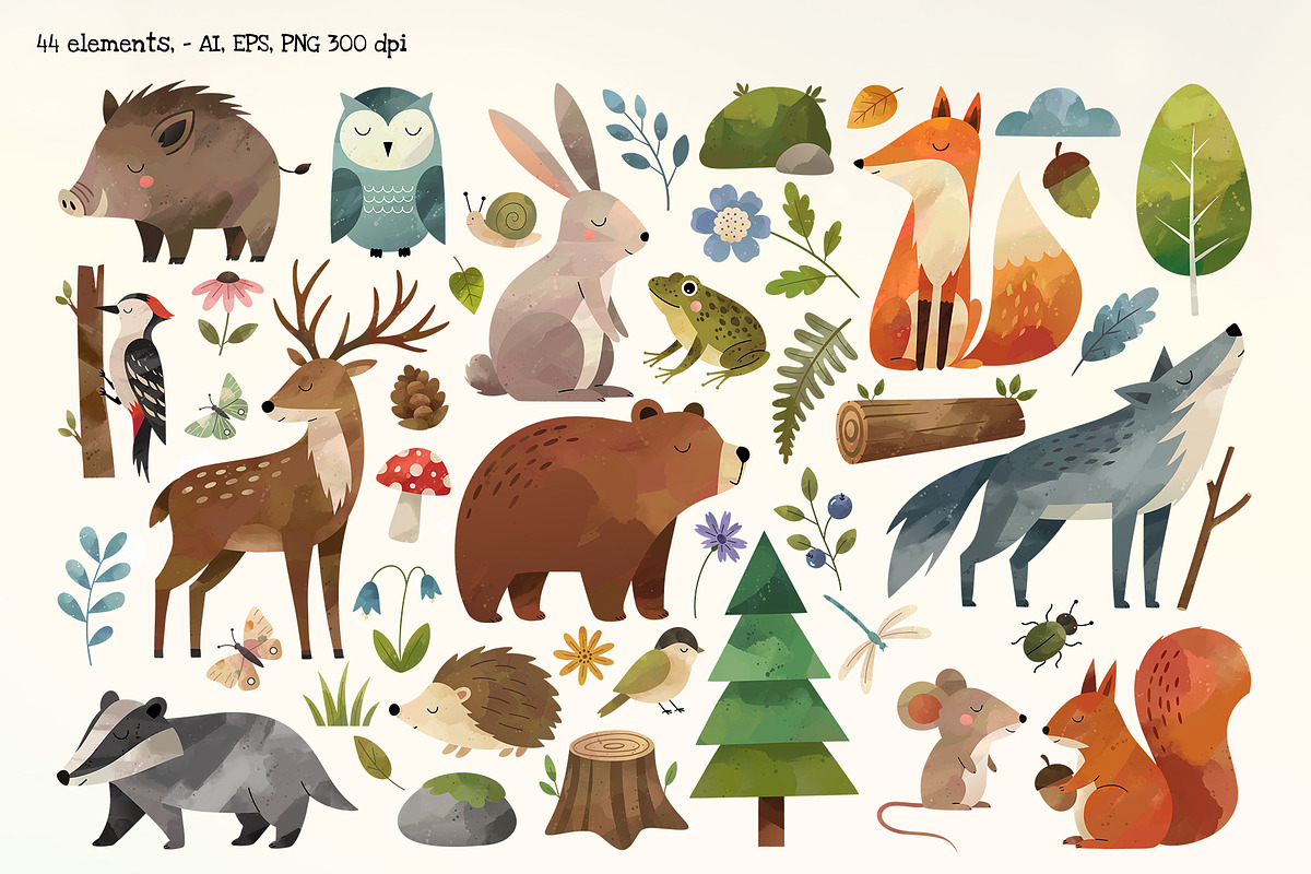 Forest Animals. Woodland Collection, an Animal Illustration by Hanna's ArtLab (Photo 2 of 4)