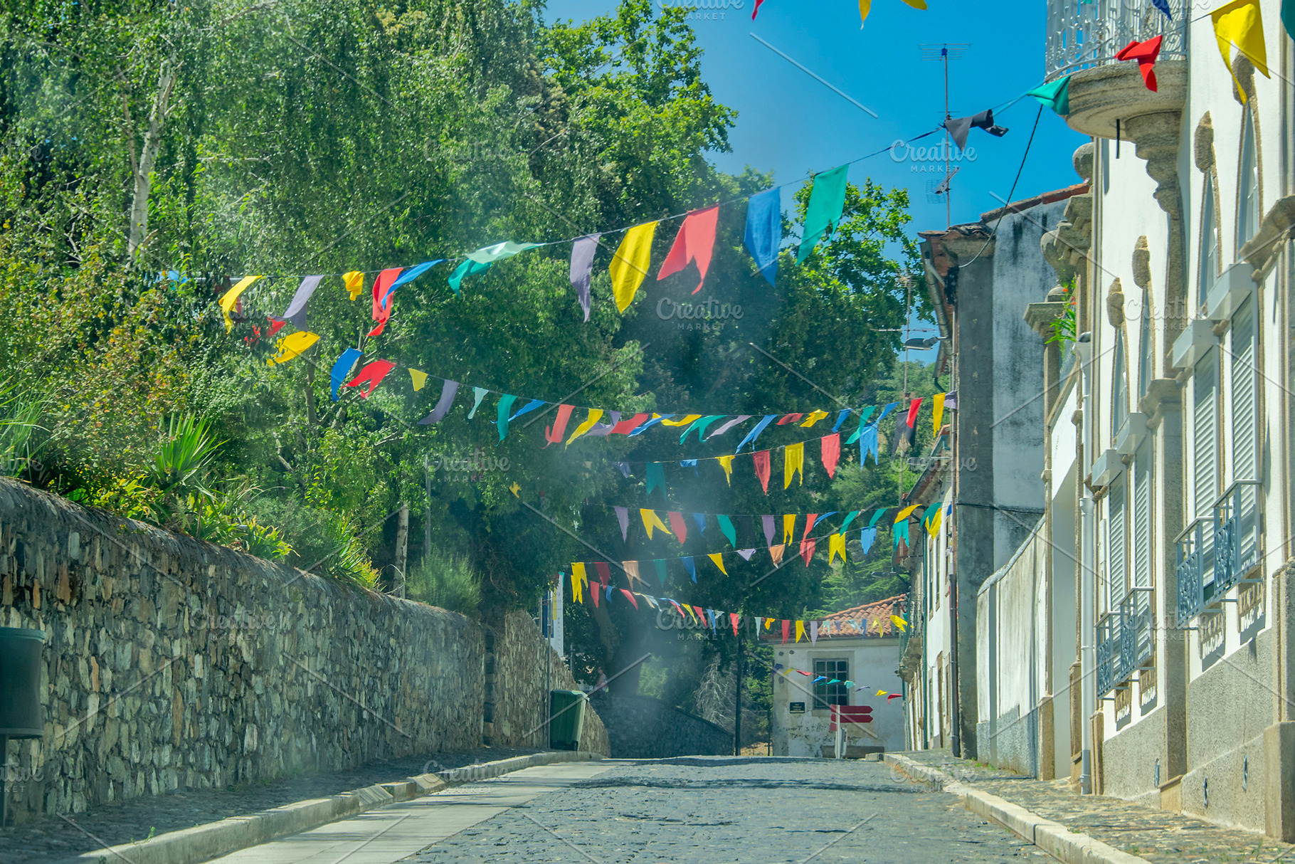 Decorated street in festive mood, braganca, portugal, an Architecture Photo by DanFLCreativo