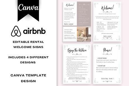 Airbnb Welcome Signs Canva Templates