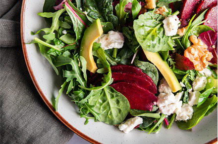 Green Salad with Beetroot, Feta, a Food & Drink Photo by MAnuta