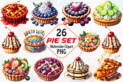 Pie Watercolor ClipArt's, an Illustration by RobertsArt (Thumbnail 1 of 9)