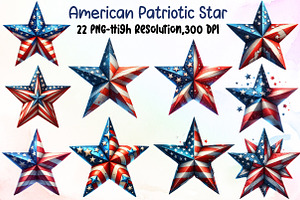 American Patriotic Star Clipart, an Illustration by Sublimation Artist