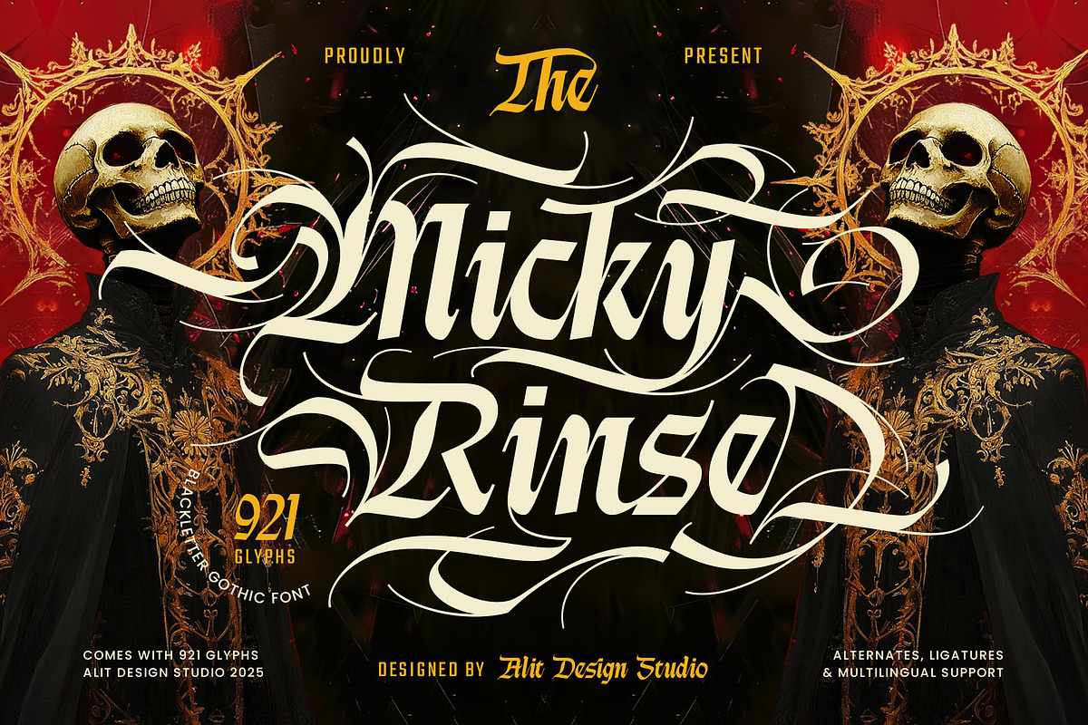 Micky Rinse Typeface, a Blackletter Font by alit design (Photo 1 of 20)