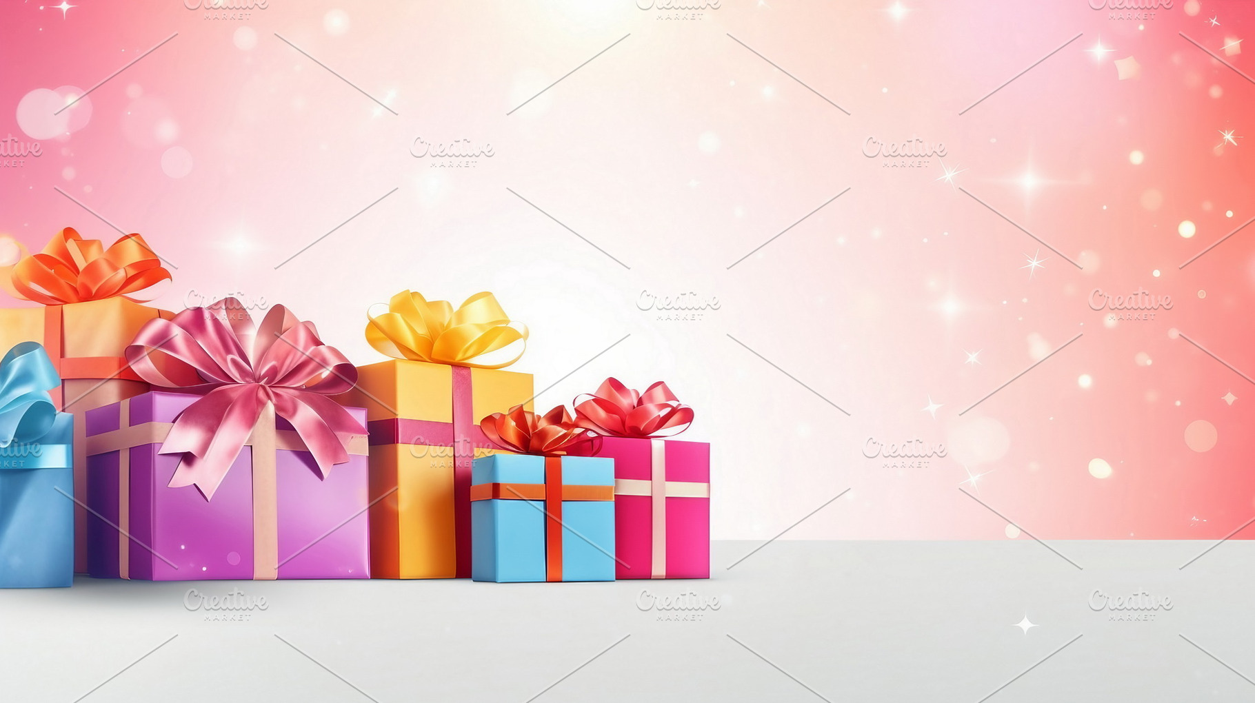 Pile of presents, gift boxes in pastel colors on pastel pink and, a Holiday Photo by Mashimara