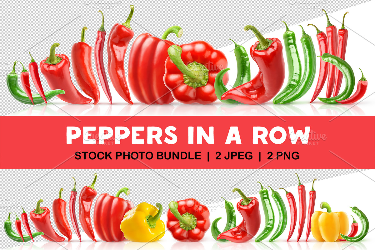 Peppers in a row, an Object Graphic by Fruits+Veggies (Photo 1 of 3)