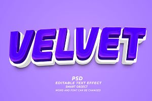 Velvet PSD 3d Editable Text Effect