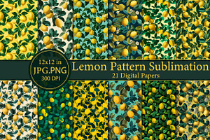 Lemon Pattern Sublimation Bundle, an Illustration by Designworld